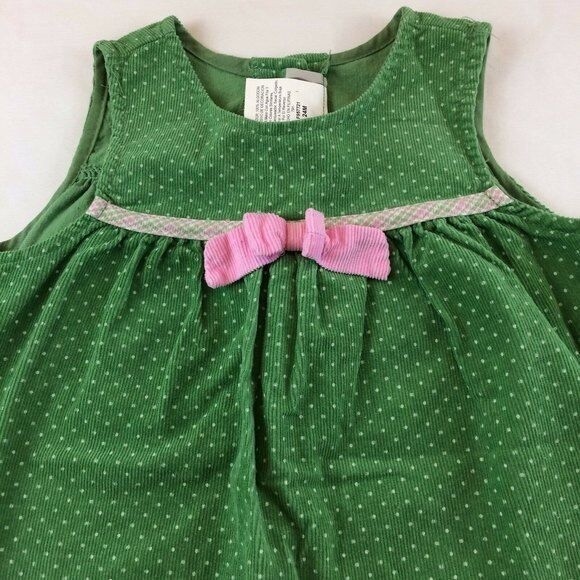 Baby Dress Rare Too Size 24 months One Piece Twill Corduroy Jumper Green Spring - Picture 3 of 12